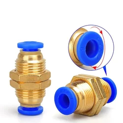 Pneumatic Fittings PM Bulkhead Straight Connectors 4/6/8/10/12 mm Push in Hose Connector Air Pipe Fitting Quick Release Fitting