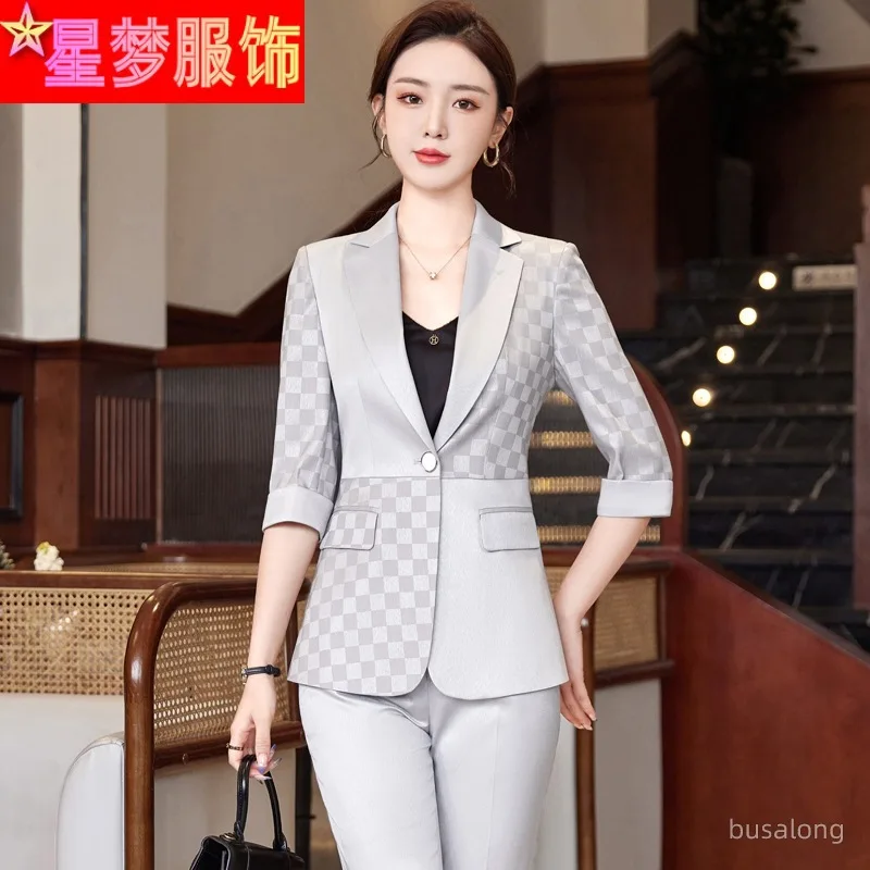 

Fashion Light Color Plaid Suit Women's Spring 2023 New Korean Style Fashionable Jacket Temperament Slim-Fitting Suit