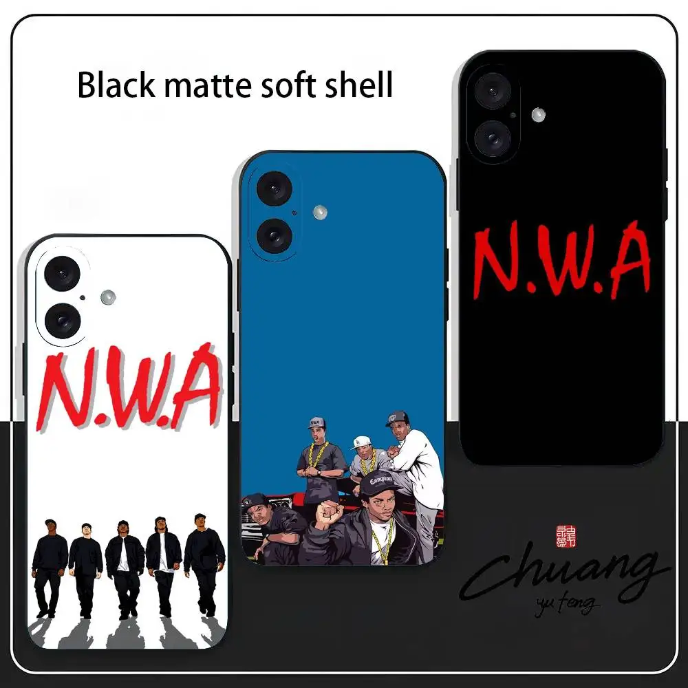 NWA Rap N-Niggaz Wit Attitudes Phone Case Stylish Black Matte TPU Case For 11-16. Anti-slip And Wear-resistant #1