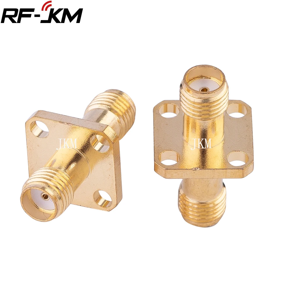 1PCS SMA Female To SMA Connector RF Coaxial 4 Hole Flange Socket Bulkhead Panel Mount Adapter