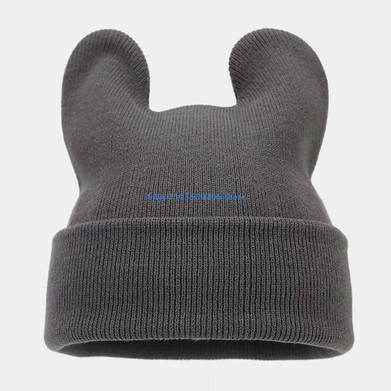 قبعة محبوكة مصنوعة يدويًا على شكل أذن البقرة 400A، قبعة قيادة شتوية لحماية الأذن للفتيات