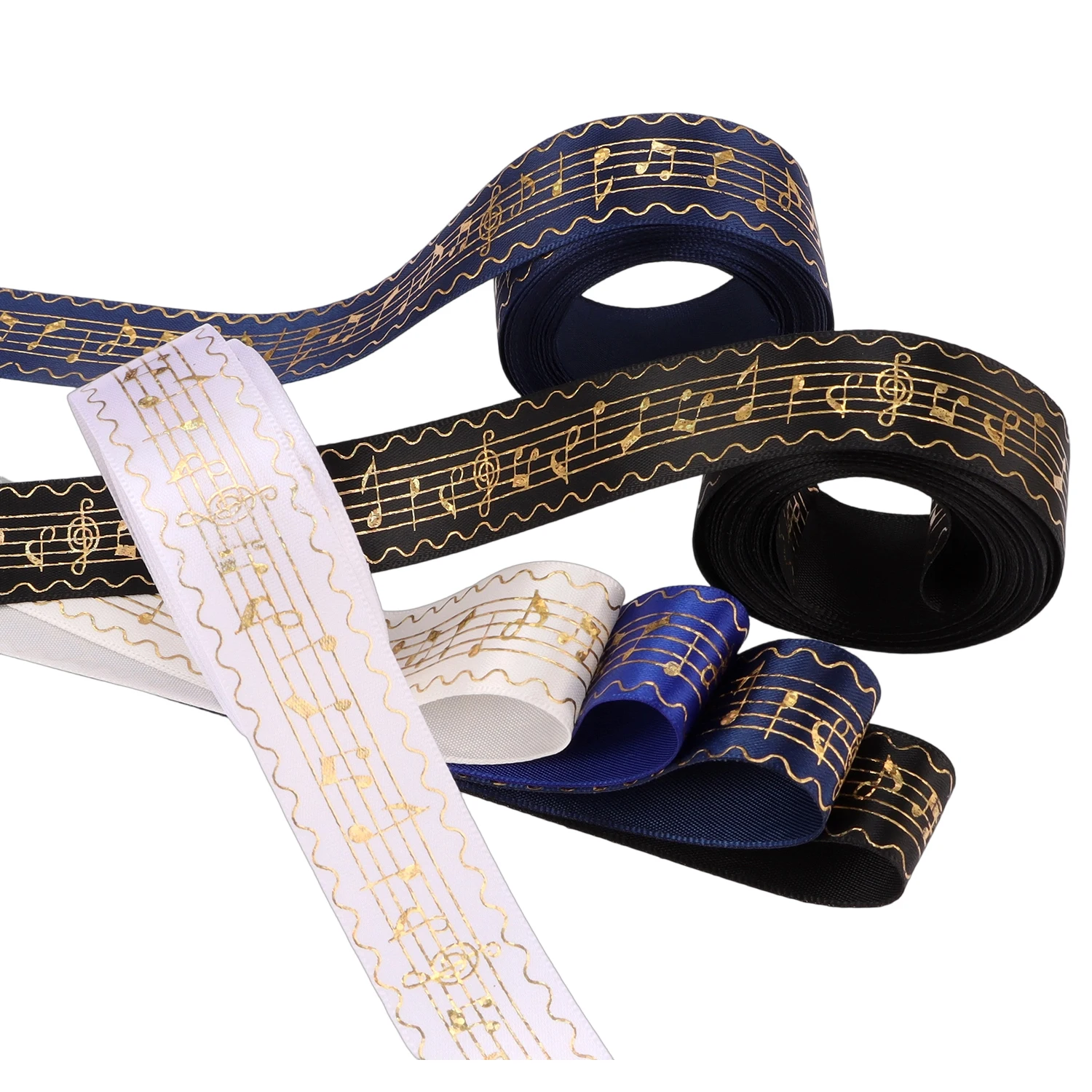 5 Yards 1 Inch (25mm) Printed Music Note Polyester Ribbon for Gift Wrapping, Wedding Decoration, DIY Craft, Hair Bow Accessories