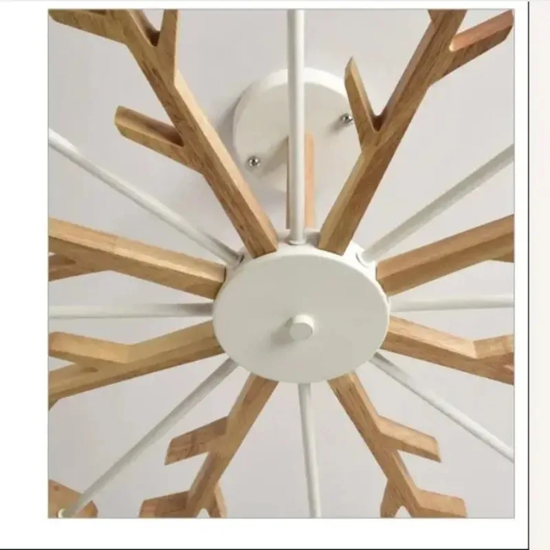 

New Arrival LED Chandelier Wooden Lustres For Living Room Wood Dining Lights Modern Ceiling Mounted Chandeliers Lighting
