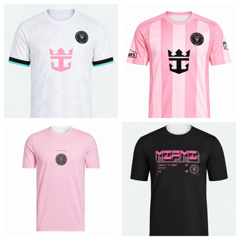 26-27 Home Soccer Jersey Pink Striped Men Short Sleeve Crew Neck Football Shirt Match Training Football Shirt Match