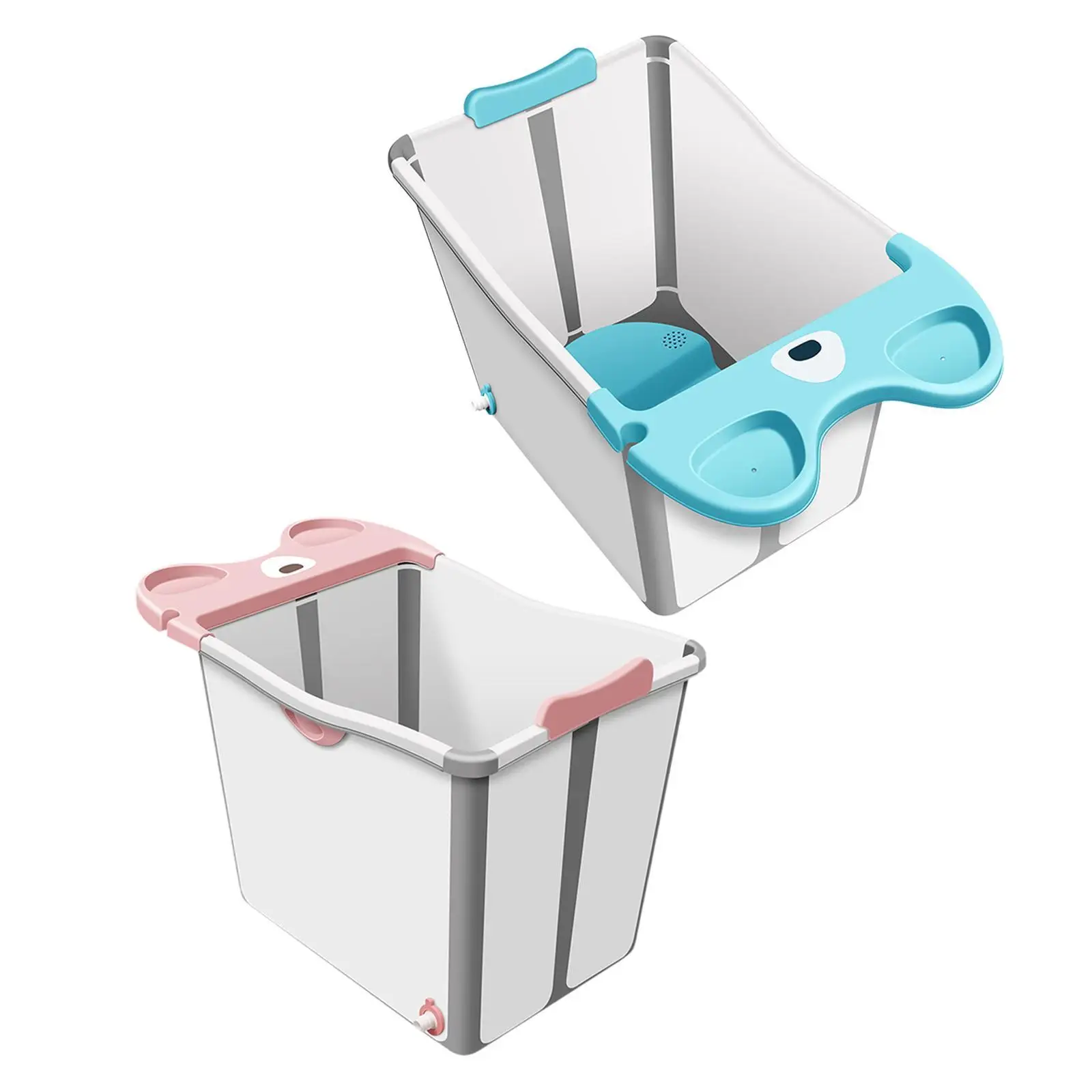 

Foldable Bathtub with Handles with Storage Rack Cute Nonslip Bottom Bath Tub Bucket for Traveling Newborn Gifts Boys Infants
