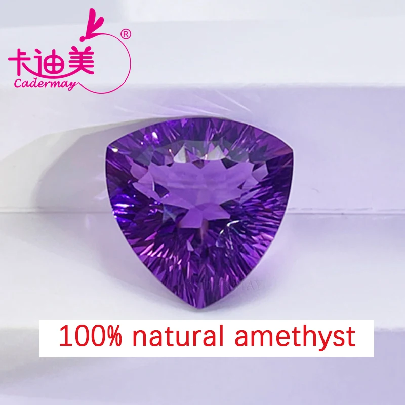 

CADERMAY Trillion Shape Natural Amethyst Loose Stone With GRC Certificate Beads For Jewelry Making