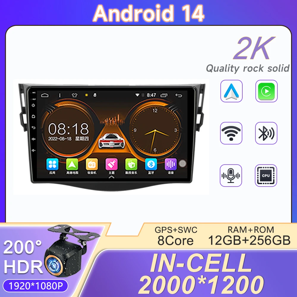 

2 Din 4G Android 14 Car Stereo Radio Multimedia Video Player For Toyota RAV4 Rav 4 2005 - 2013 Navigation GPS Carplay autoradio
