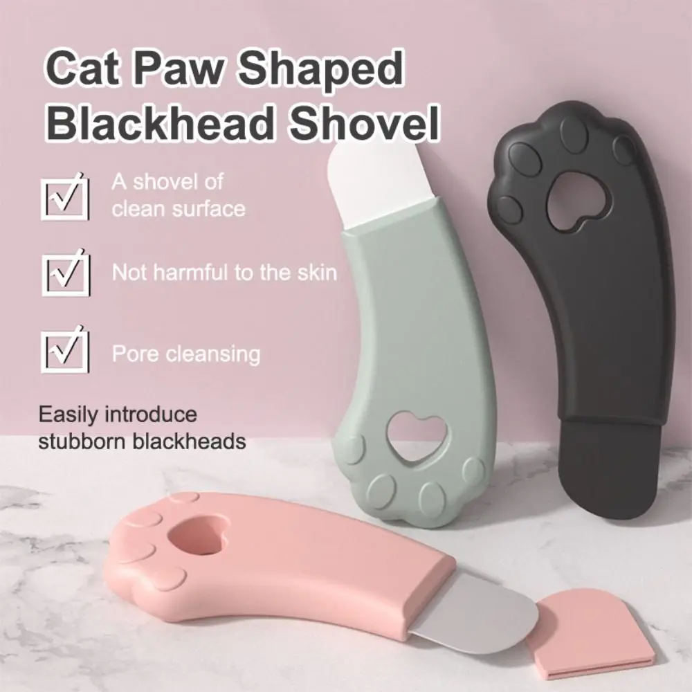 Outil d'élimination des points noirs du visage en forme de patte de chat, grattoir en Silicone pour nettoyage en profondeur des points noirs, élimine les points blancs et l'acné, spatule faciale portative