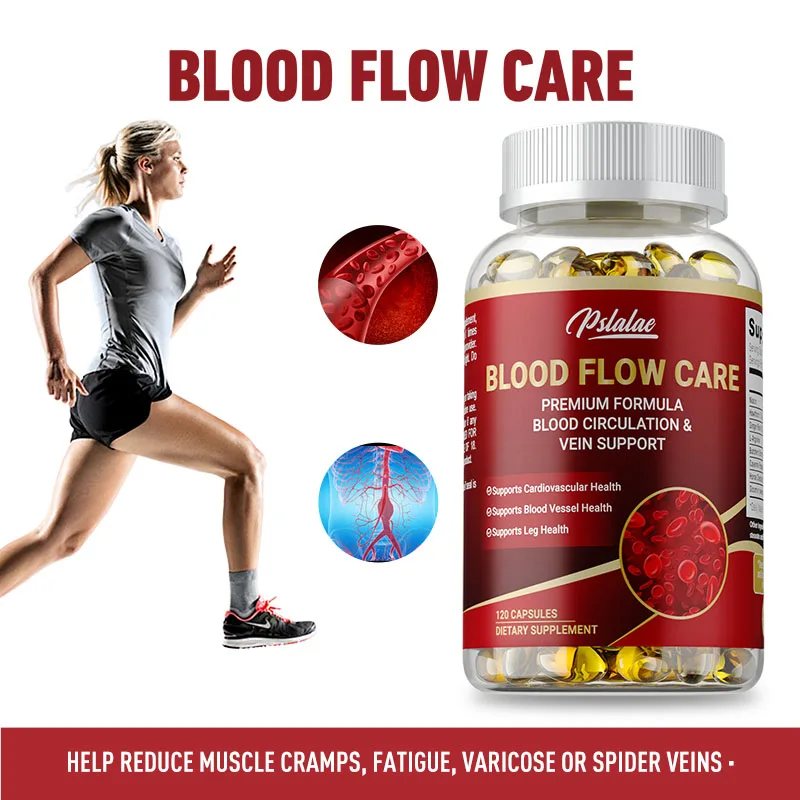 Blood Flow Care Capsule - Promotes Blood Circulation, Supports Leg Vein, Heart, Blood Vessel and Cardiovascular Health