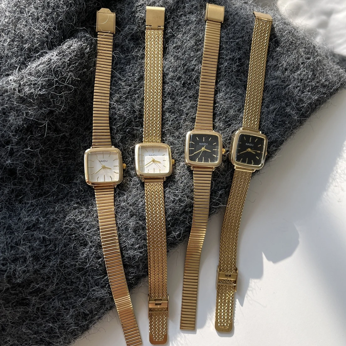 

Brand Quartz Watch for Women Adjustable Stainless Steel Strap Wristwatches Small Square Dial Retro Luxury Gift Ladies Watches