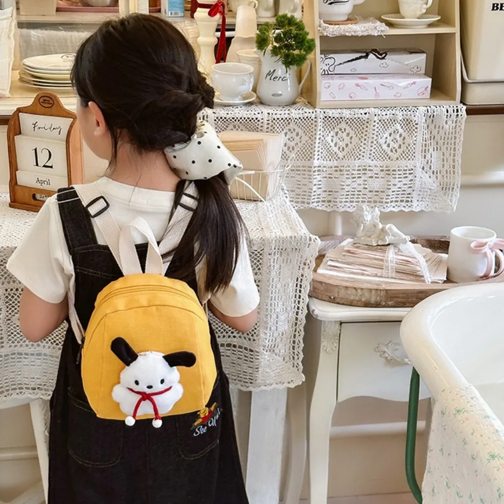 Sac à Dos en Toile pour Enfant, Mignon, Poudres de Dessin Animé, Grande Capacité, Cartable d'École Maternelle, Respirant, en Peluche, Design Chien, pour Bébé Fille et Garçon