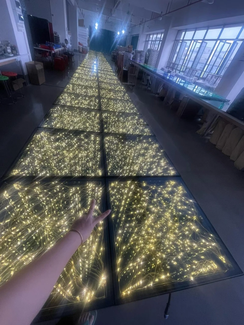 20 pieces Event stage dmx Starlight LED Dance Floor Single Color Starry Tiles with ABS Base and Tempered Glass