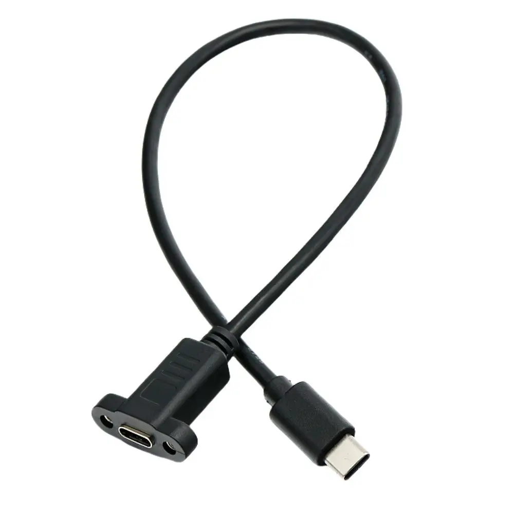 USB Type C Male To Female Extension Cable With Screw Holes Panel Mount 17mm Pitch High Speed Data Transfer And Charging