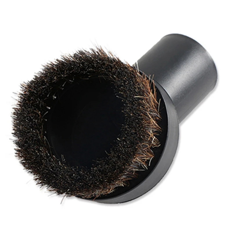 2 Pcs Horse Hair Vacuum Attachment Brush Replacement Parts Black With 1 7/8Inch To 1Inch Universal Vacuum Hose Adapter