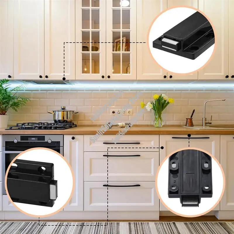 8 Pack Magnetic Push Latch Touch Latch Heavy Duty Push To Open Cabinet Hardware Black-A45M