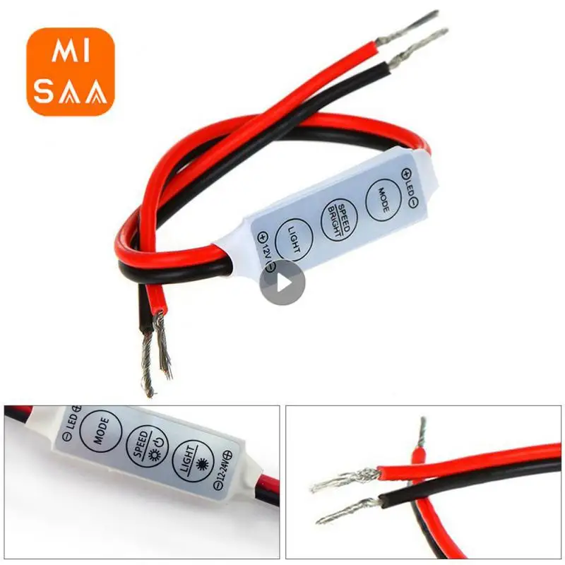 Mini LED Strip Lights Dimmer Controller DC 12V 3Keys LED Strip RGB Single Color Brightness Dimmer 3528/5050 Lighting Accessories