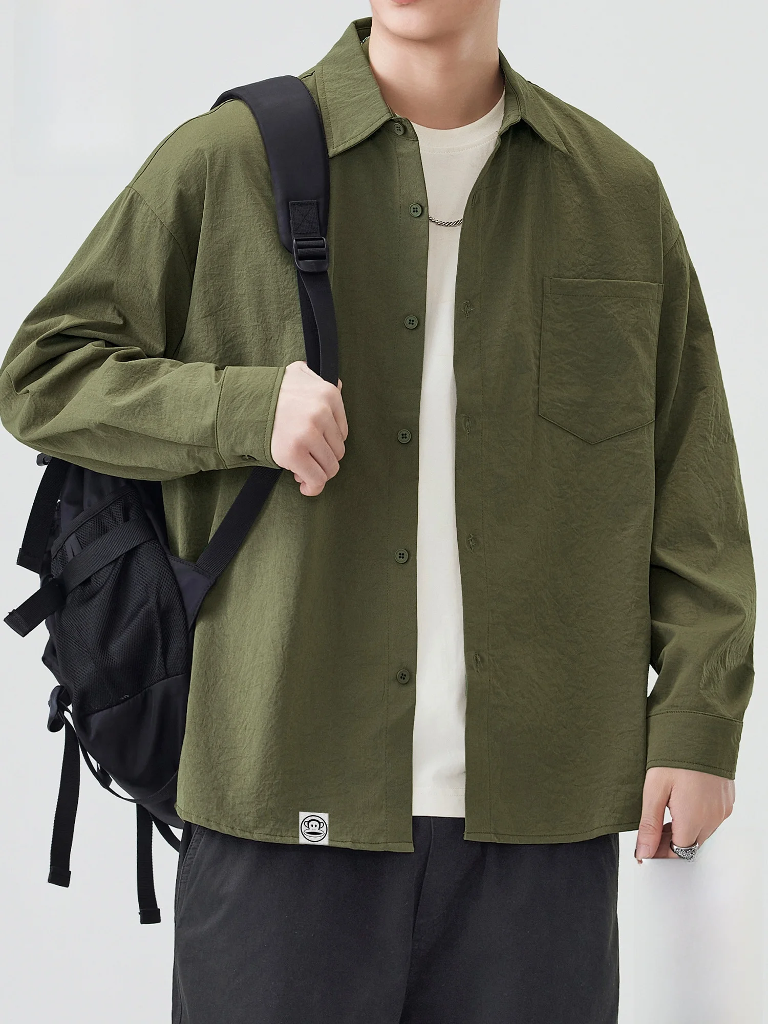 

Мужская рубашка Paul Frank в стиле ретро, свободного кроя, с воротником, из полиэстера, с длинным рукавом, с принтом обезьяны, новинка весенней коллекции