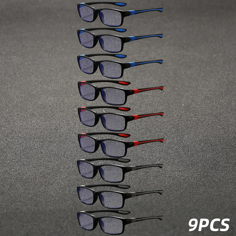 9PCS Men And Women's Reading Glasses With Blue Light Filtering, Metal Hinge Computer Reading Glasses