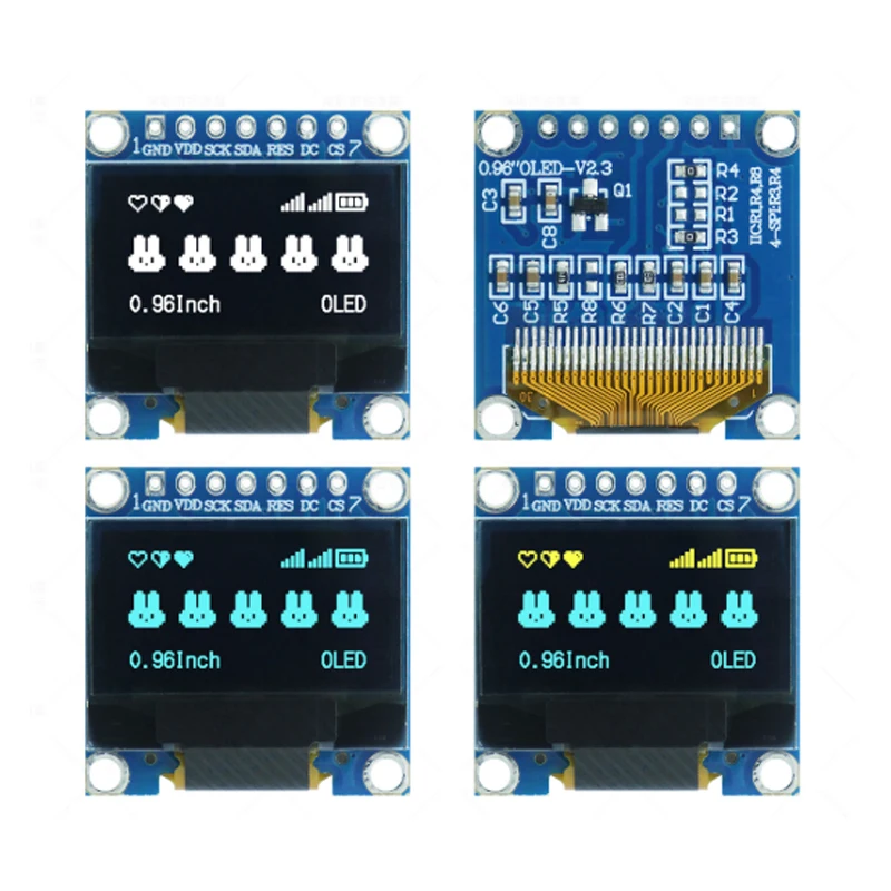 0.96 inch OLED Display Module I2C IIC 128x64 SSD1306 Serial SPI for Arduino ESP32 ESP8266 Raspberry Pi Blue White DIY