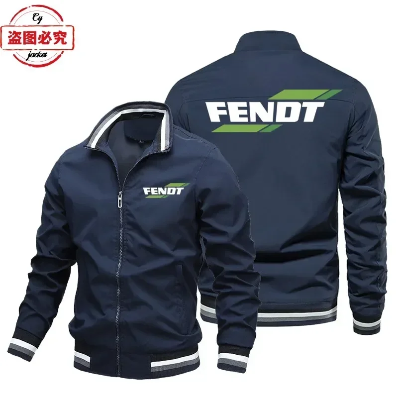 Fendt Tractor Logo Printed Team Uniform Workwear Long Sleeved Jacket Men's Zipper Stand Up Collar Cardigan Jacket European Sizes