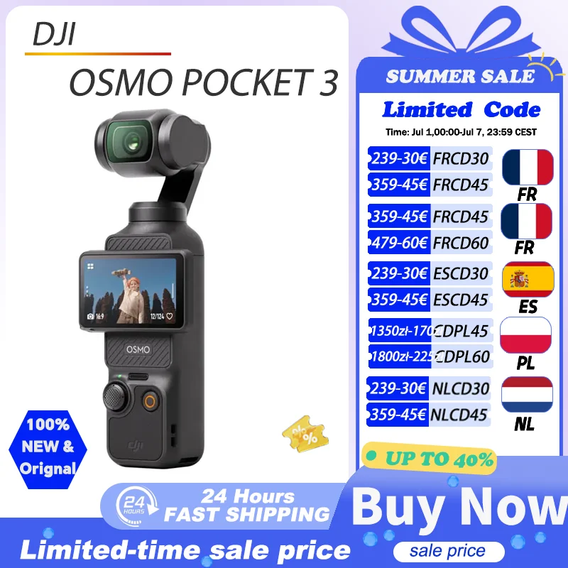 DJI Osmo Pocket 3 |   Capteur de 1 pouce + écran rotatif de 2 pouces, 4K/120 ips, stabilisation d'image mécanique sur 3 axes, le summum de la photographie de vlog et de voyage [Qualité professionnelle dans votre poche]