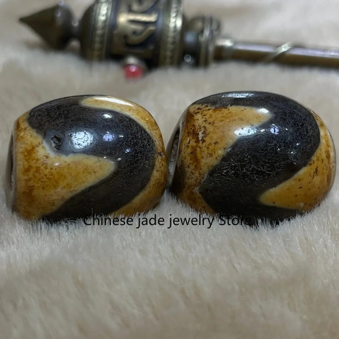 Tibetan Nepalese Himalayan Ancient agate Old Dzi Talisman eye Beads Amulet 1
