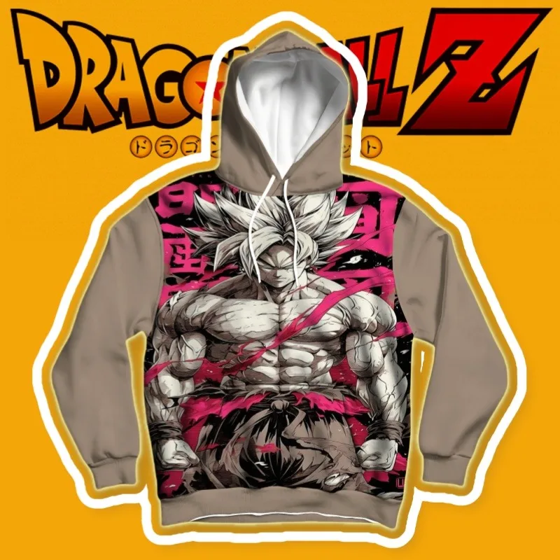 

Dragon Ball Hoodie, Goku (Ultra Instinct) Print, Unique Bold Pink - Brown Contrast & Dynamic Brush - Stroke Design for Fans