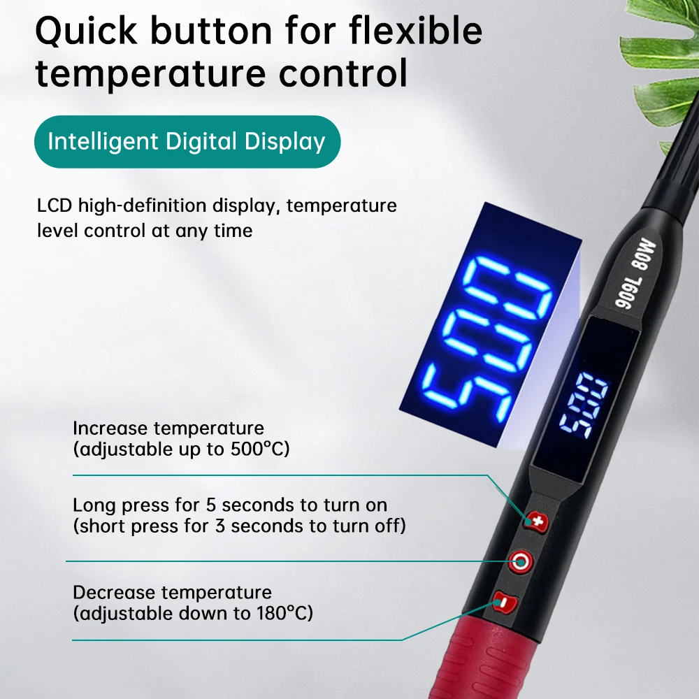 LED Digital Display Electric Soldering Iron 80W  LED Digital Thermostatic Adjustabl Iron Suitable for Electrical Repair