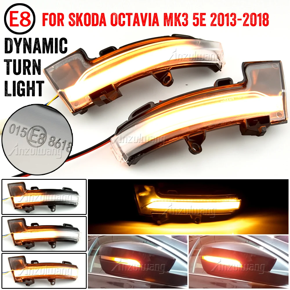 

Dynamic LED Turn Signal Blinker Mirror flasher Light For Skoda Octavia Mk3 A7 5E 2014 2015 2016 2017 2018 2019