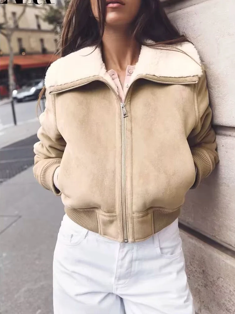 

European style new women's fashionable and versatile double-sided zipper jacket, slimming and flattering.