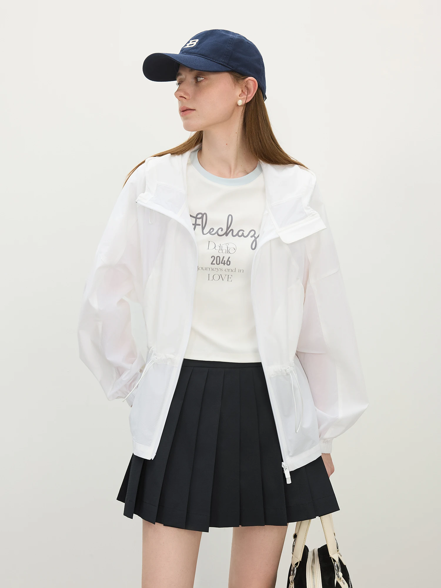 FSLE Leichtes Kapuzen-UV-Schutz-Top für Damen, 20225, Sommer, neues Design, entspannte lässige Oberbekleidung, Mantel, Jacken, 25FS12387