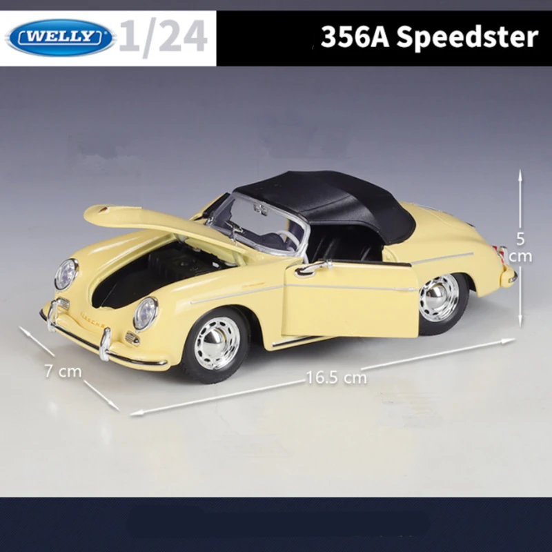 Welly 1:24 Porsche 356A Speedster Alloy Sports Car Model Diecast Metal Classic Car Vehicles Model High Simulation Kids Toys Gift