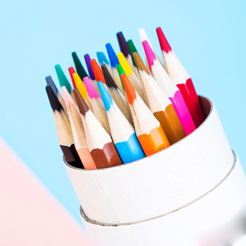 Pensil Warna Kayu Alami Profesional Siswa Menggambar Sketsa Lukisan Pensil Warna Set Alat Tulis 12/24/36/48 Warna