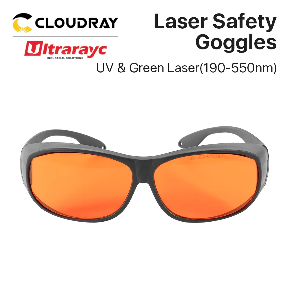 Ultrarayc Laser Óculos de segurança, óculos de proteção para UV e máquina laser verde, OD6 + CE, 190-550nm