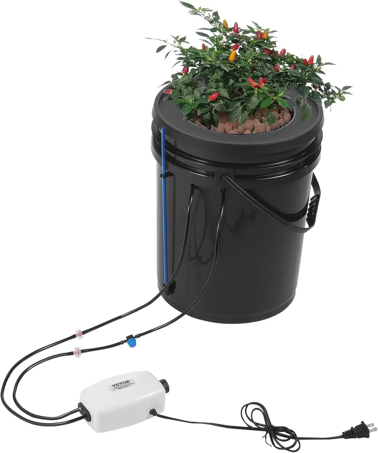 DWC Hydroponics Grow System, ระบบปลูกไฮโดรโปนิกส์พร้อมชุดหยดด้านบน, การเพาะเลี้ยงน้ําลึก 5 แกลลอนพร้อมปั๊มลม