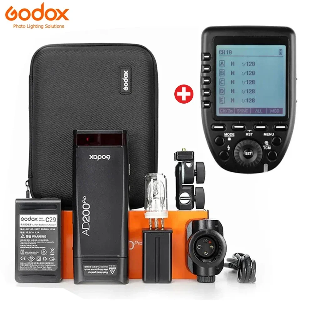 Godox TTL 2.4G HSS 포켓 플래시 라이트, 2900mAh 리튬 배터리 포함 재활용, AD200pro 200Ws, 0.01-2.1s, 1/8000s