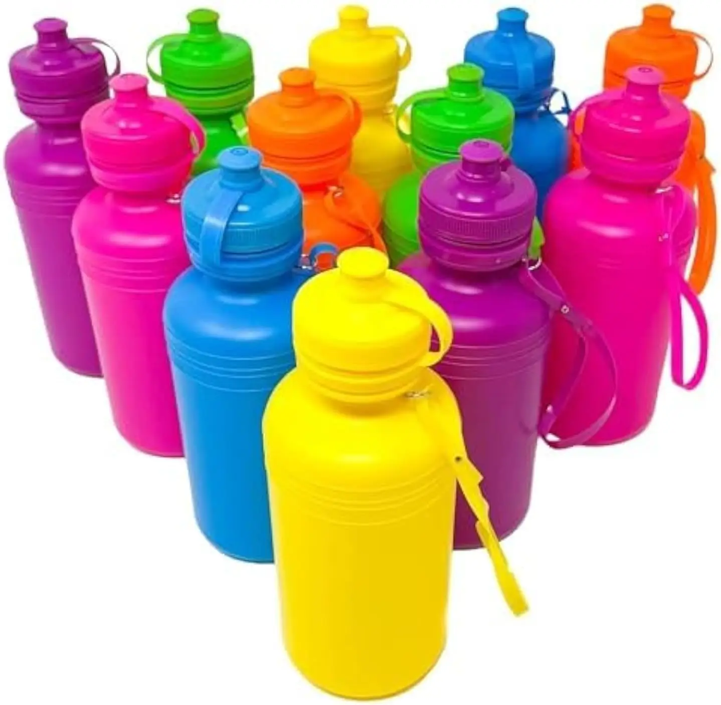 Pack of 144 Neon Bright Colors Plastic Water Bottles - Fun for Every Occasion, Party Favor, Personalized Sports Bottle - Trendy