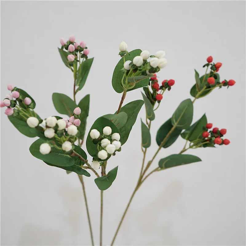 4Pcs Simulation Hypericum Wild Fruit Plastic Artificial Flowers Bridal Bouquet Accessories Home Party Wedding Decoration Floral