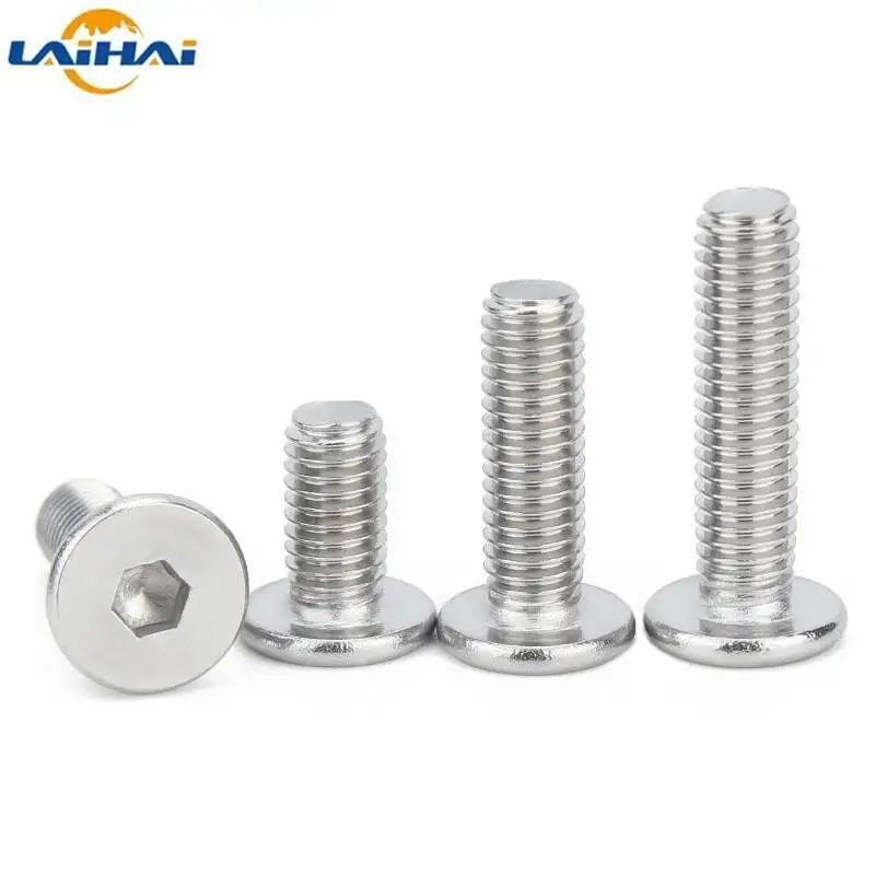 5/ 10/ 20/ 50pcs CM M1.6 M2 M2.5 M3 M4 M5 M6 M8 304 Stainless Steel Hex Socket Ultra Thin Super Low Flat Wafer Head Screw Bolt