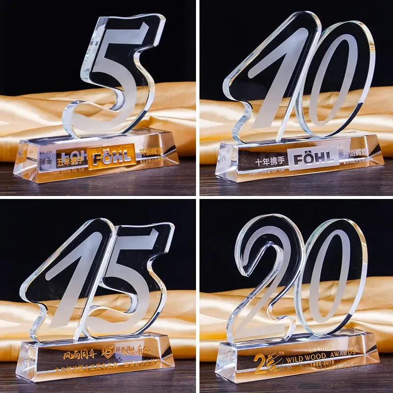 Customized Crystal Digital Marks Trophy, Commemorative Gifts, annual Meeting, Excellent Can Customize, 5, 10, 15, 20, 1PC