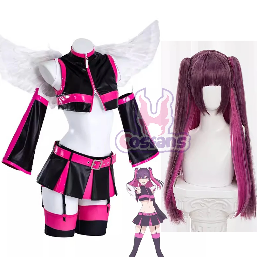 Anime Miriella Cosplay Costume Wig 2.5 Dimensional Seduction Mikari Tachibana Skirt Uniform Wings Headwear Halloween Party Wome