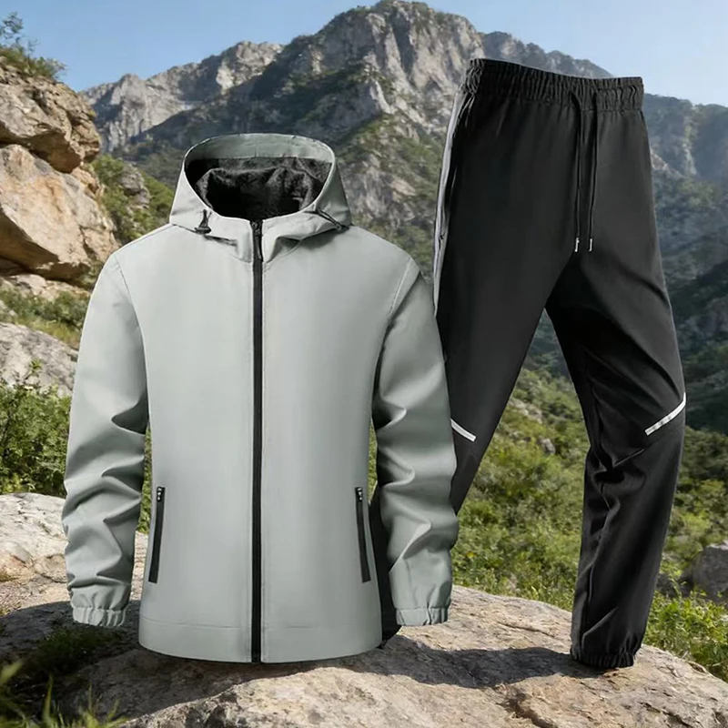 

Men's Running Sportswear Set Quick Dry Morning Run Training Spring Autumn Long Sleeve Jacket and Pants Leisure Fashion
