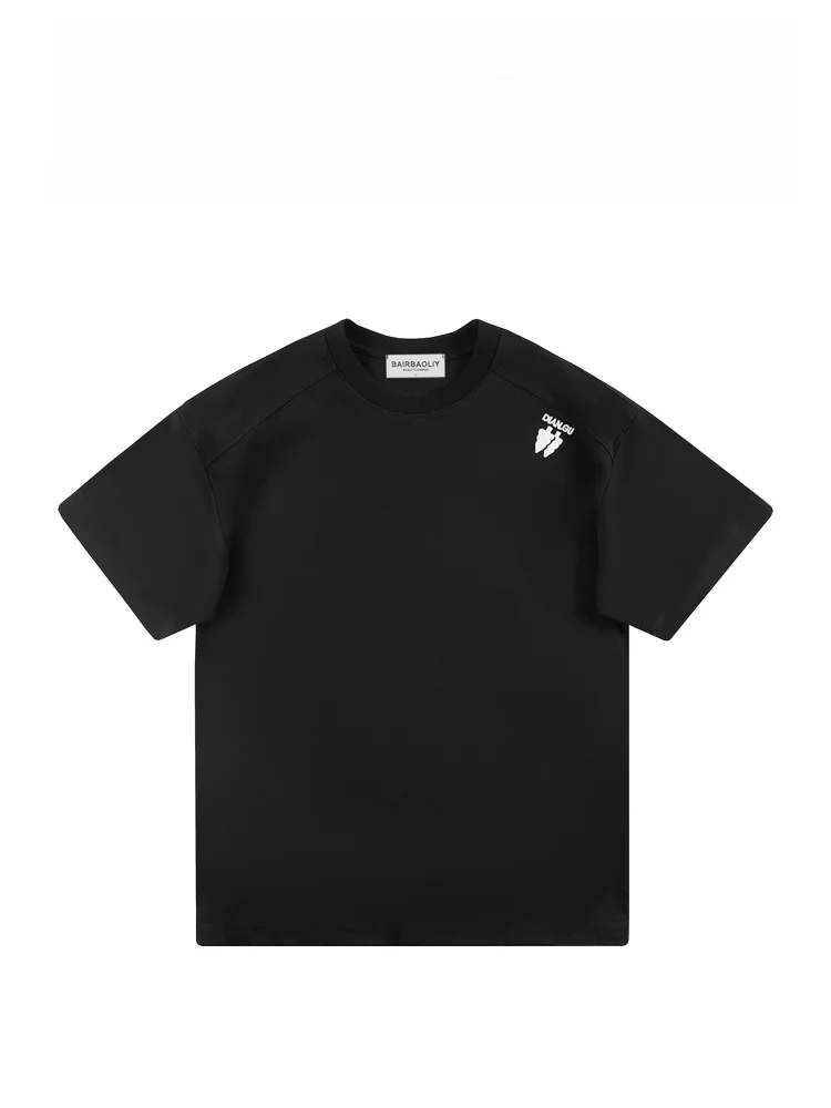 

BAIRBAOLIY Модная универсальная футболка с круглым вырезом и коротким рукавом, мужская новая футболка с вышивкой в ​​стиле пэчворк, простой топ на весну и лето