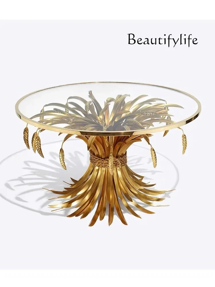 Italian Style Light Luxury Designer Coffee Table Advanced Minimalist Art Corner Table Living Room Wheat round Side Table