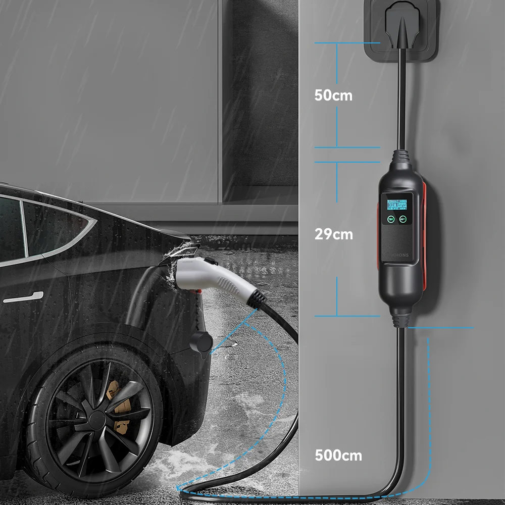 Tiens ons Vope1-Chargeur Portable EV 40A EVSE, Câble de Chargement 10KW SAE J1772 NEMA 14-50, Prise Électrique, 5m, TPU, IP65