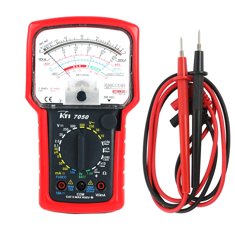 KT7050 High Precision High Sensitivity Pointer Multimeter Ohm Test Meter Analog Multimeter EN61010-1 CAT II 600V