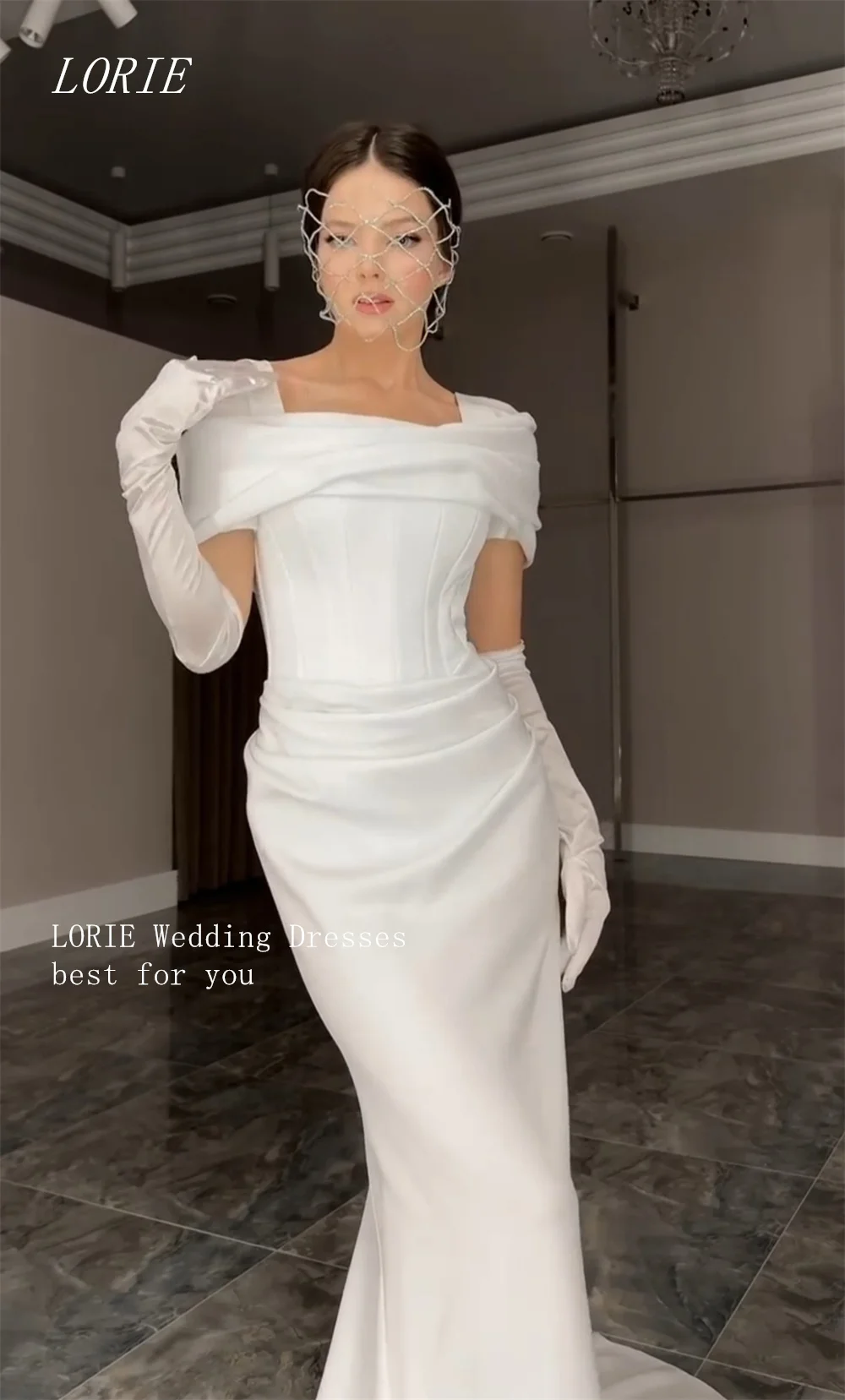 LORIE Luxury Mermaid Civil Wedding Dress Simple Square Collar Bridal Dresses Classical Engagement Wedding Gown Customized 2026