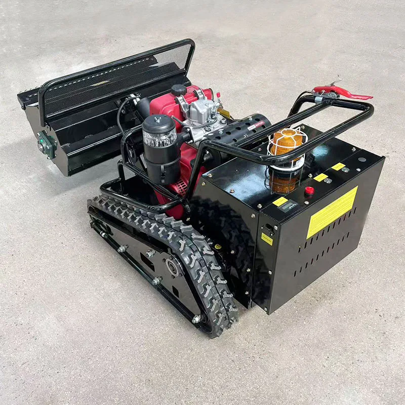 New Mini Farm Flail Lawn Mower 500mm 800mm 1000mm Home Robotic Diesel Power Remote Control Crawler Lawn Mower for Grass Cutting
