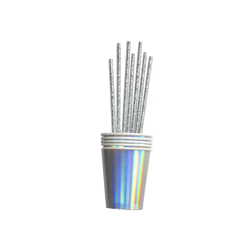 

Paper Tableware Party Dinnerware Kit Flatware Plates Cups Drinking Straws Birthday Favors