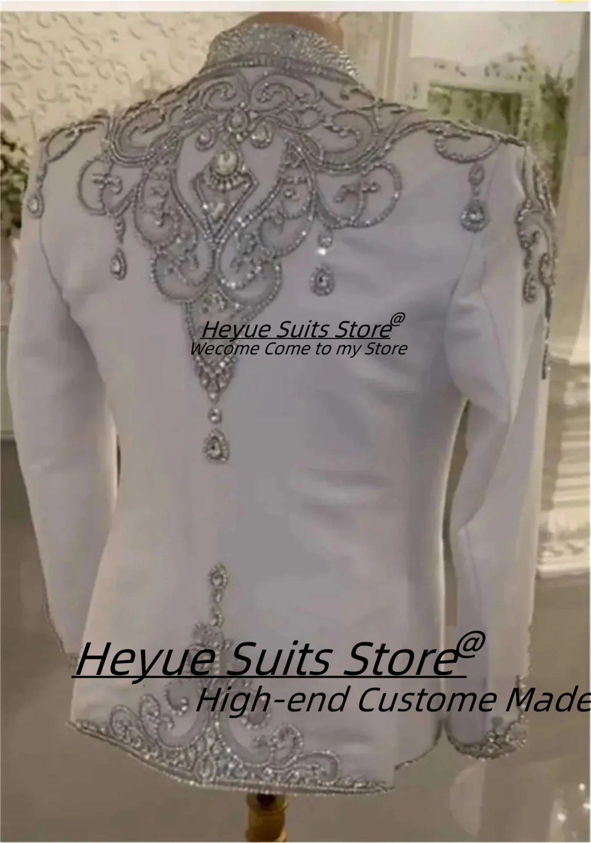 الفاخرة مطرز الزفاف البدلات الرسمية كريستال 2 قطعة مجموعة سترة السراويل شال التلبيب الرجال دعوى نوبل تقليم صالح الدعاوى الحفلات حسب الطلب